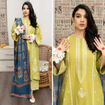 3- Piece Embroidered Lawn Dress