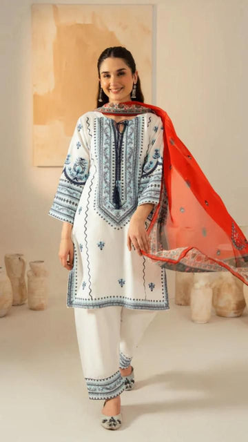 3- Piece Embroidered Lawn Dress