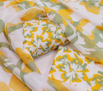 white, yellow, and green - Lawn 3Pc Suit