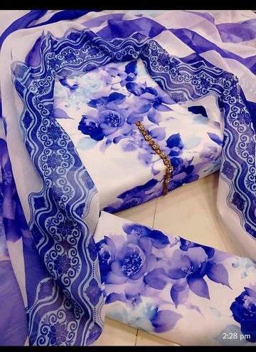 Blue Porcelain  - Lawn 3Pc Suit