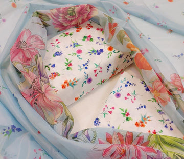 soft white  - Lawn 3Pc Suit