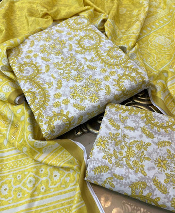 lime green with white  - Lawn 3Pc Suit