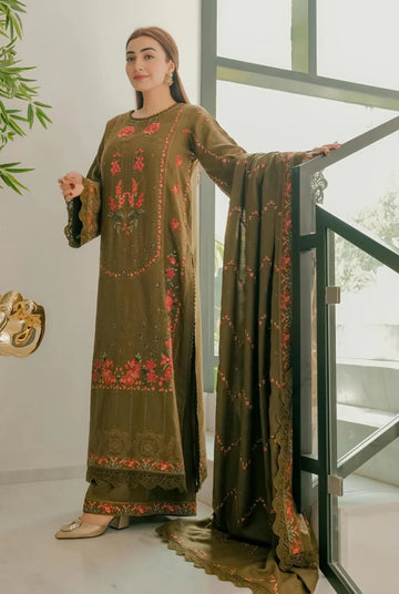 Emb Dhanak 3Pc Suit